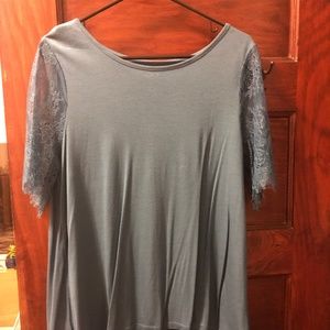 loft blouse with lace sleeves